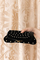 1940s Velvet Pearl + Rhinestone Clutch