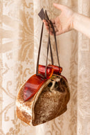 1940s Sculptural Lucite Cowhide Purse