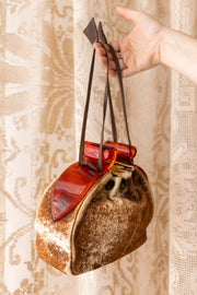 1940s Sculptural Lucite Cowhide Purse