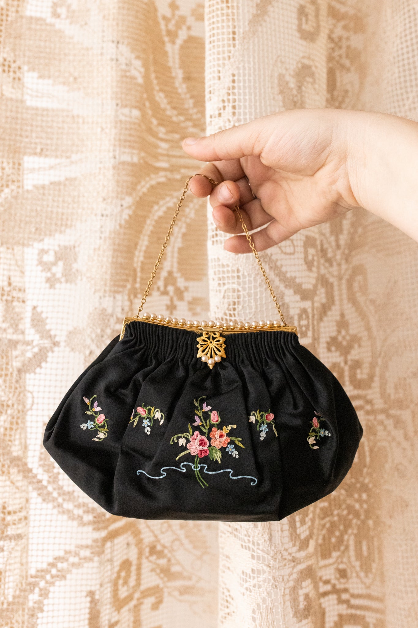 1930s French Point de Beauvais Silk Purse