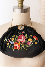 1930s Enamel Frame Point de Beauvais Silk Purse