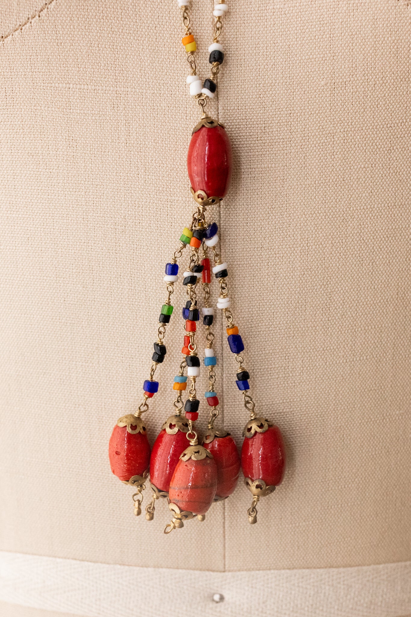 1920s Handblown Italian Glass Bead Sautoir Necklace