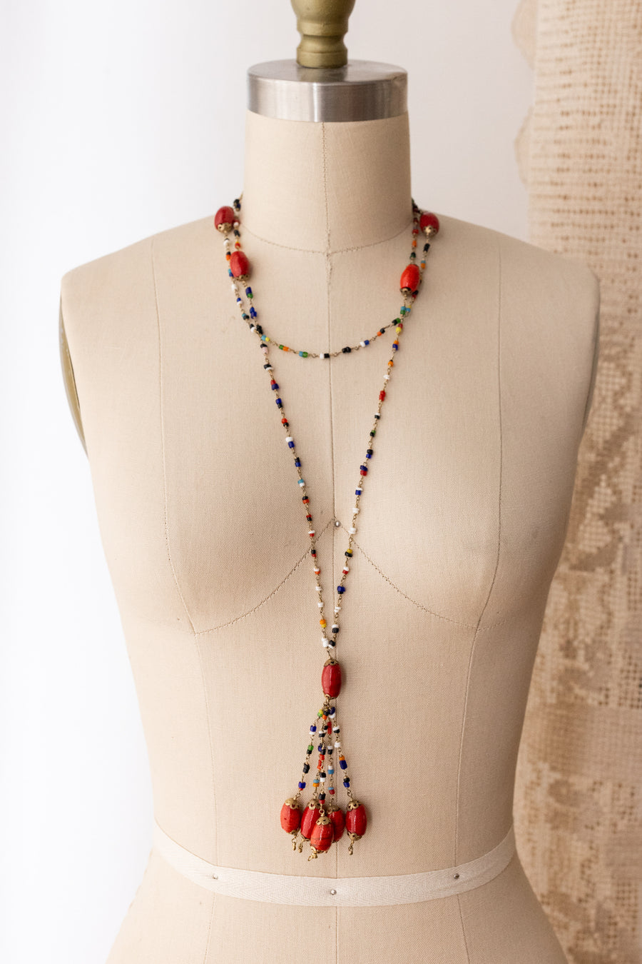 1920s Handblown Italian Glass Bead Sautoir Necklace