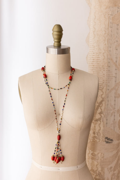 1920s Handblown Italian Glass Bead Sautoir Necklace