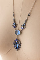 1920s Sterling Blue Paste + Enamel Necklace