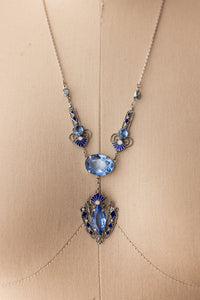 1920s Sterling Blue Paste + Enamel Necklace