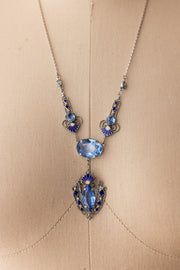 1920s Sterling Blue Paste + Enamel Necklace