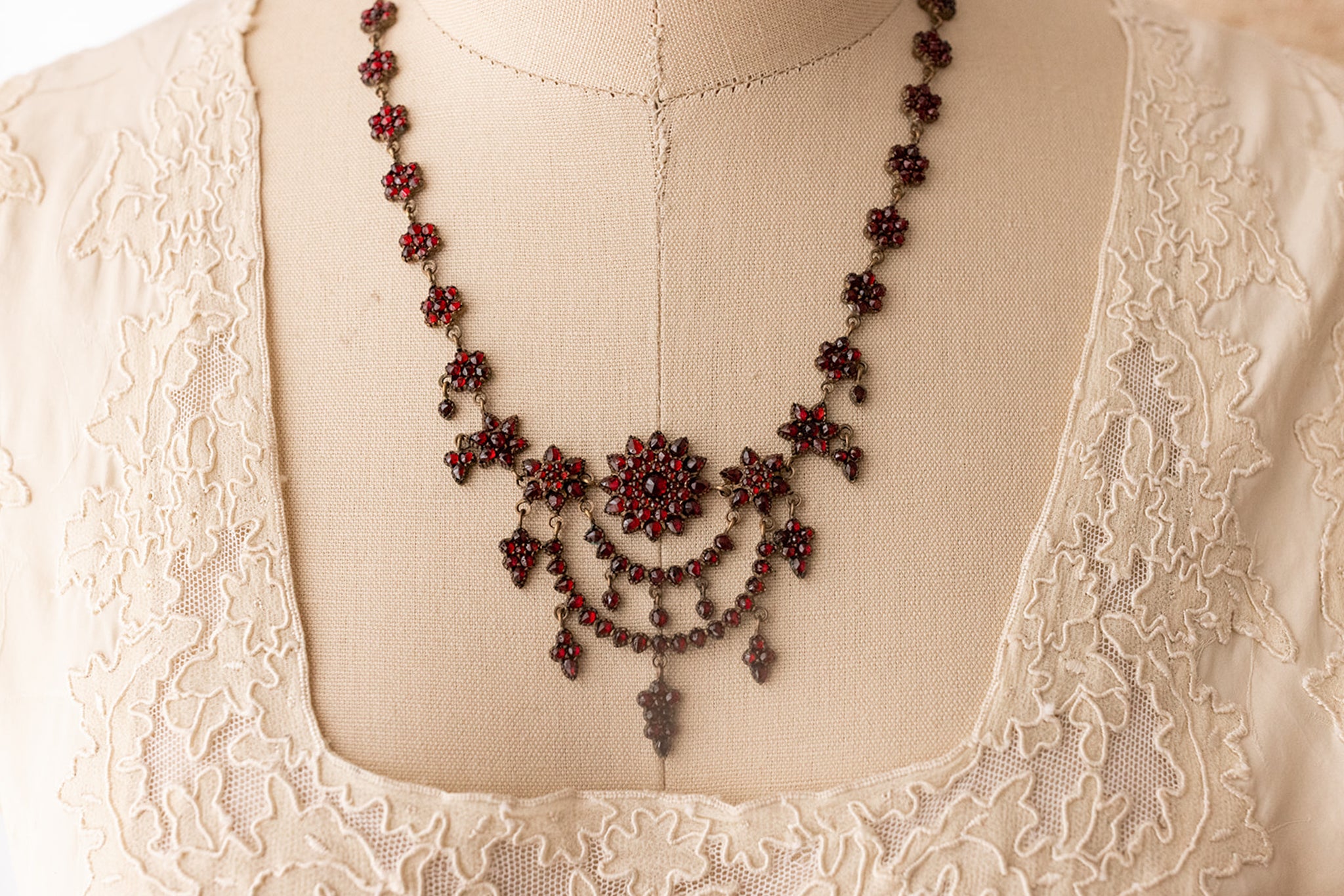 Victorian Celestial Bohemian Garnet Necklace