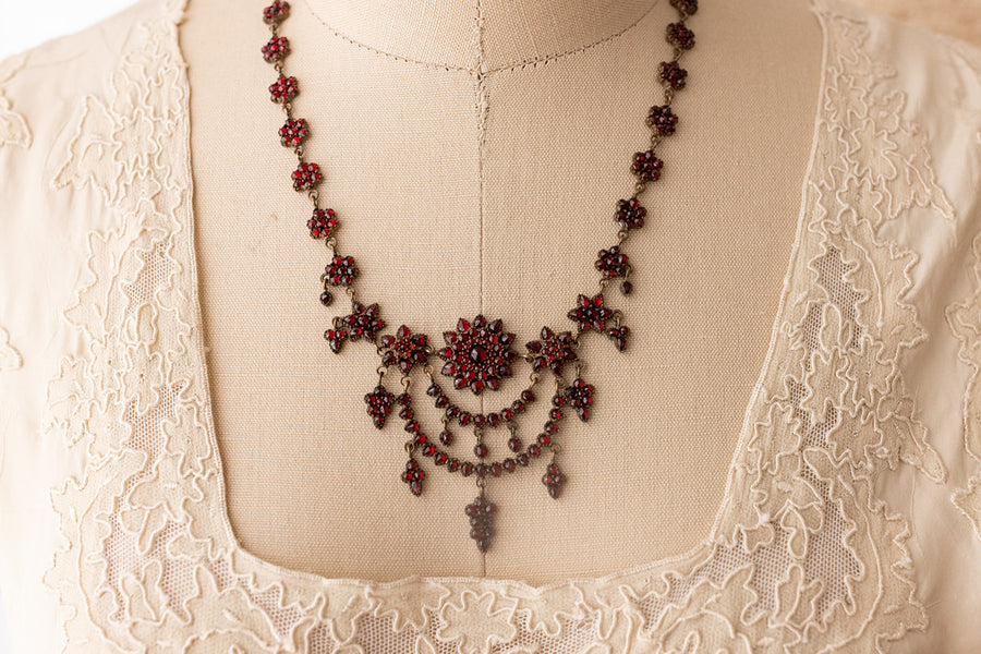 Victorian Celestial Bohemian Garnet Necklace