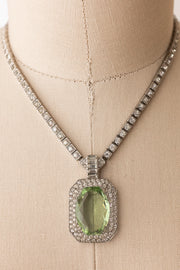 1930s OTIS Sterling Green Paste Necklace