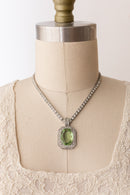 1930s OTIS Sterling Green Paste Necklace
