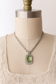 1930s OTIS Sterling Green Paste Necklace
