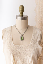 1930s OTIS Sterling Green Paste Necklace