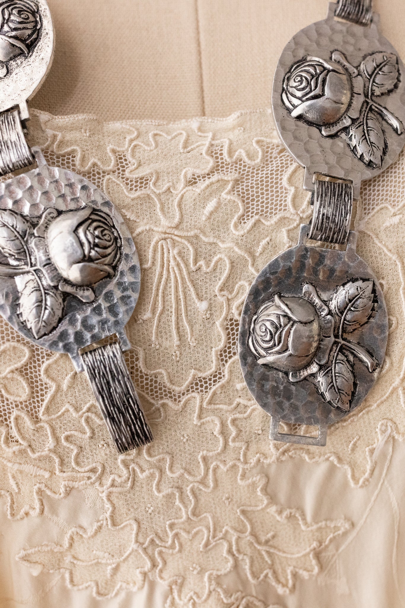 Vintage Repoussé Rose Belt