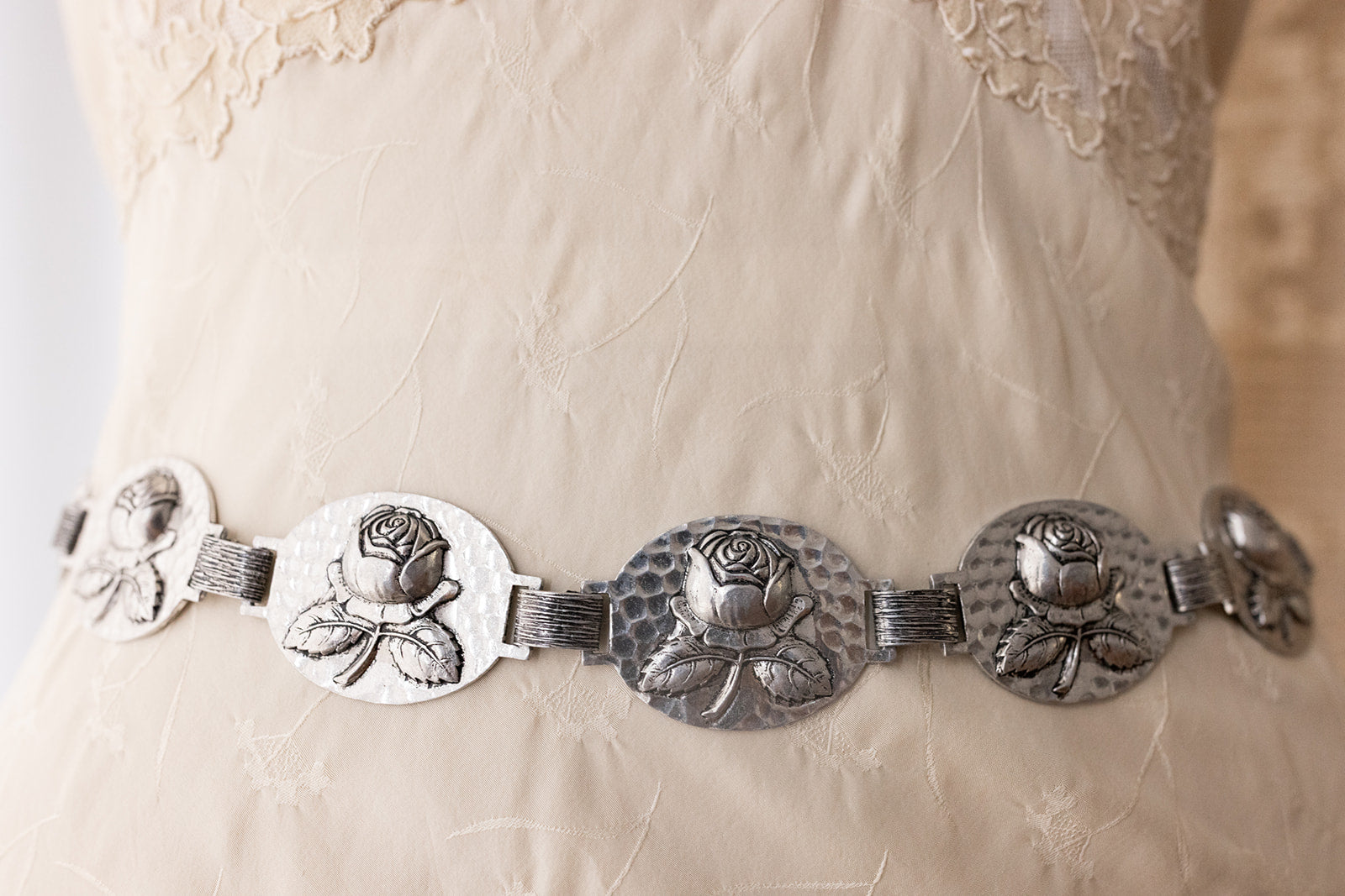 Vintage Repoussé Rose Belt