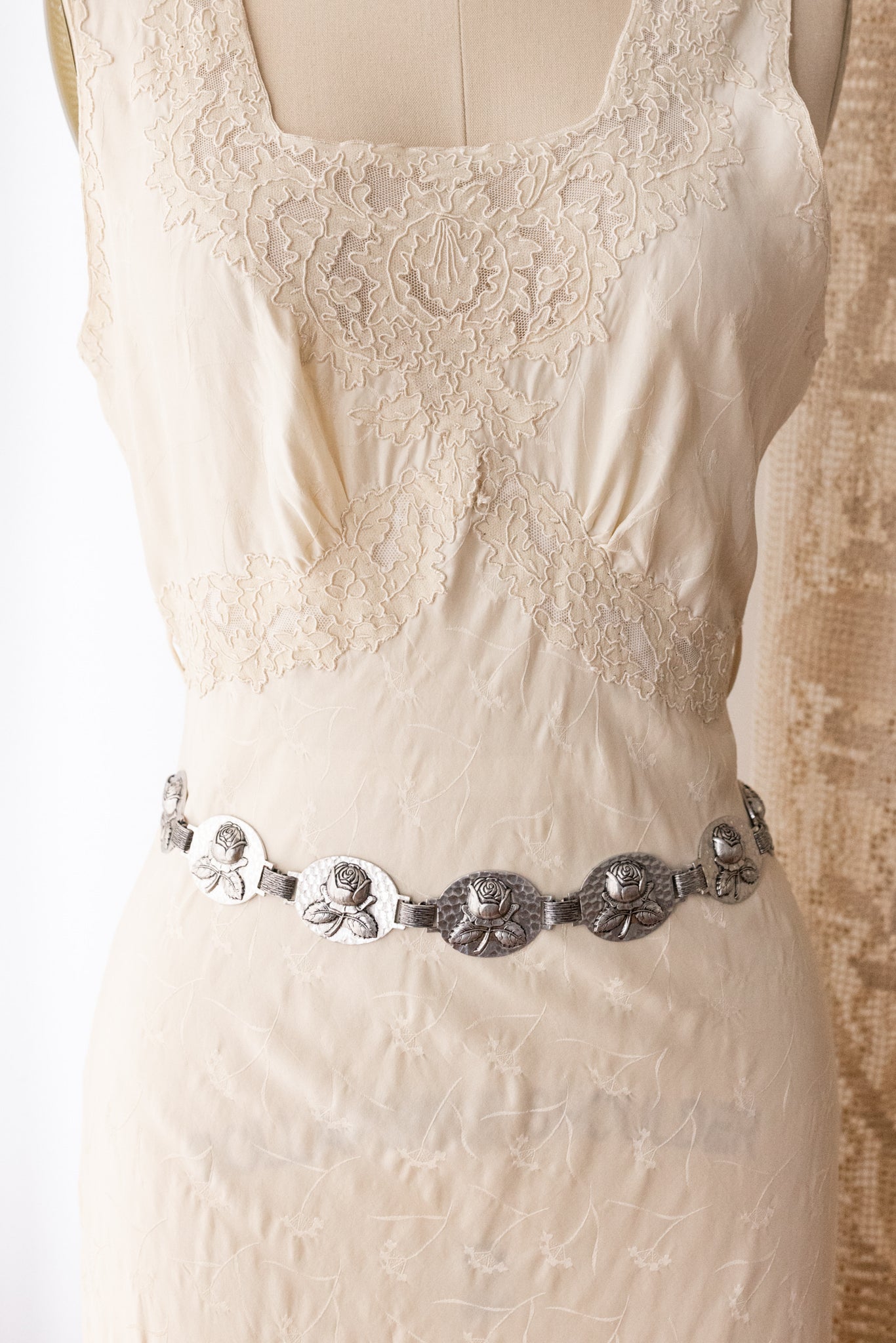 Vintage Repoussé Rose Belt