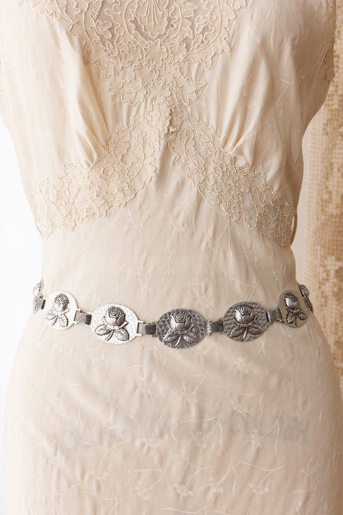 Vintage Repoussé Rose Belt