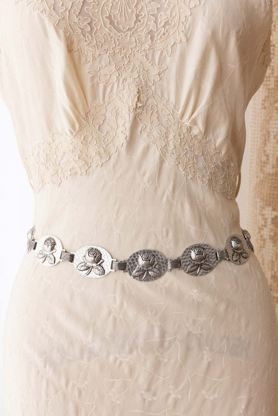 Vintage Repoussé Rose Belt