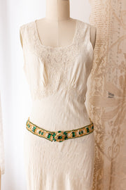 Midcentury Emerald Brass Rhinestone Belt