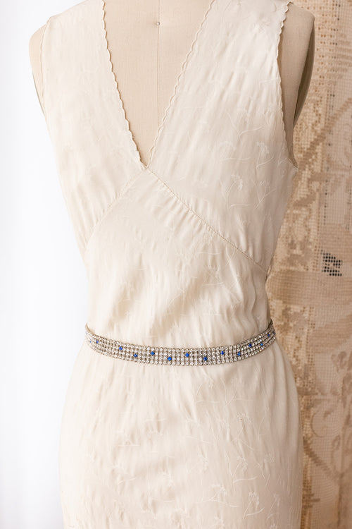 1920s Art Deco Blue Diamanté Belt