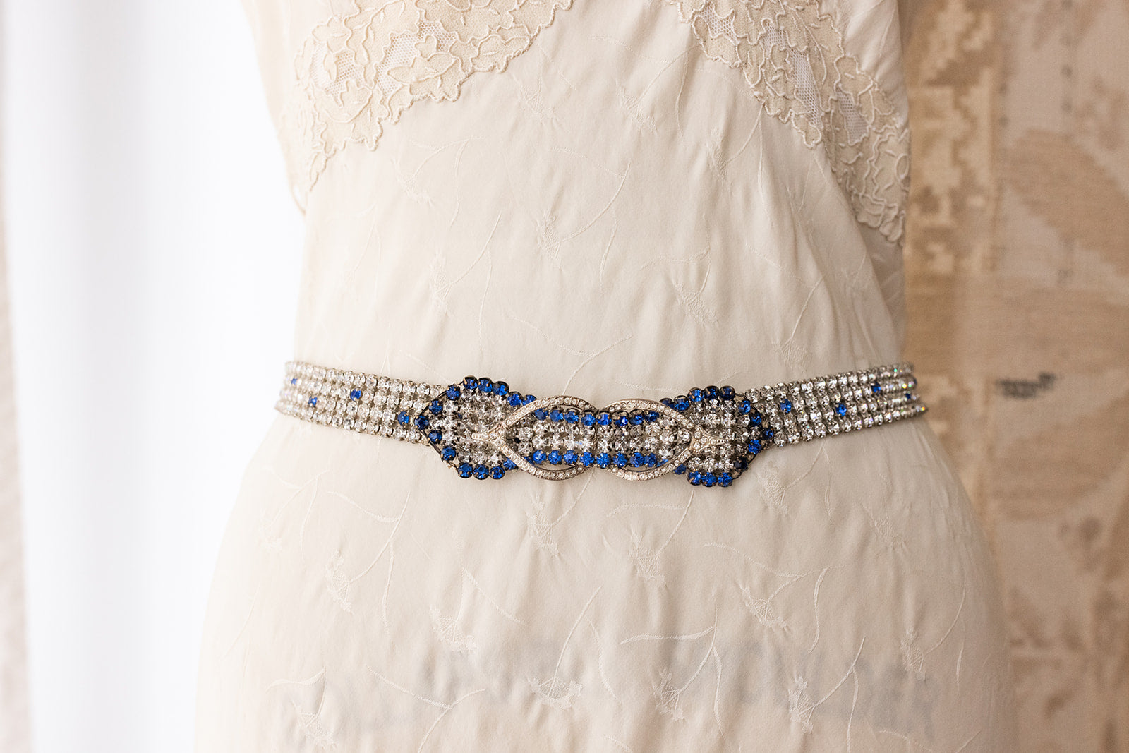 1920s Art Deco Blue Diamanté Belt