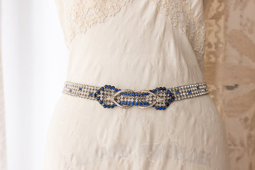 1920s Art Deco Blue Diamanté Belt