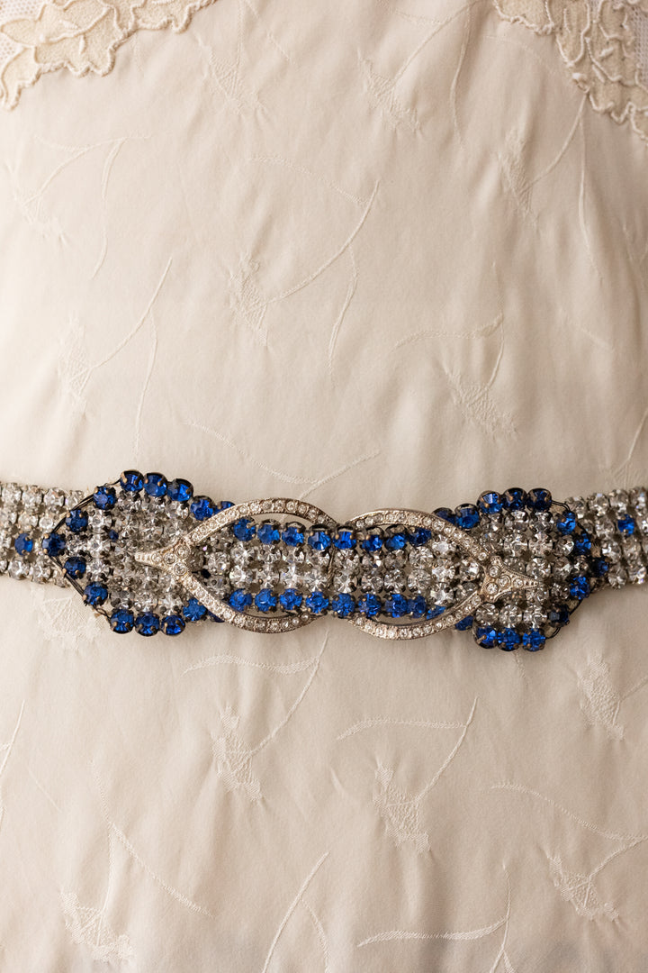 1920s Art Deco Blue Diamanté Belt