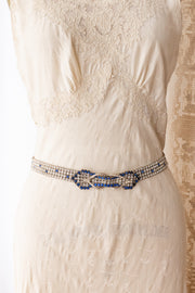 1920s Art Deco Blue Diamanté Belt