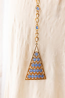 Midcentury Blue Rhinestone Brass Swag Belt