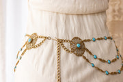 1960s Brass Filigree Harem Swag Belt