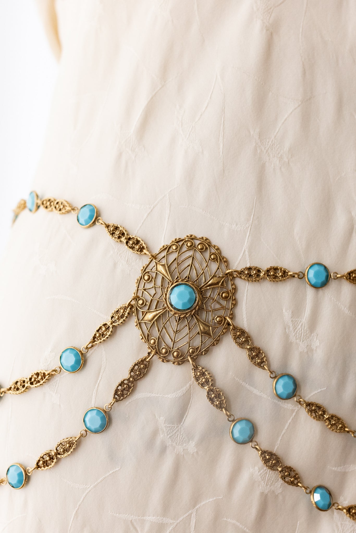 1960s Brass Filigree Harem Swag Belt