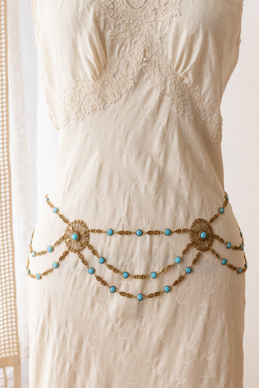 1960s Brass Filigree Harem Swag Belt