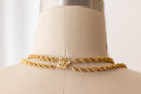 1940s Brass Filigree Rhinestone Bib Necklace