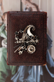 Art Deco Sterling Enamel + Marcasite Cornucopia Brooch