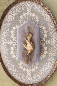 Antique French Brass Repoussé Bird Brooch