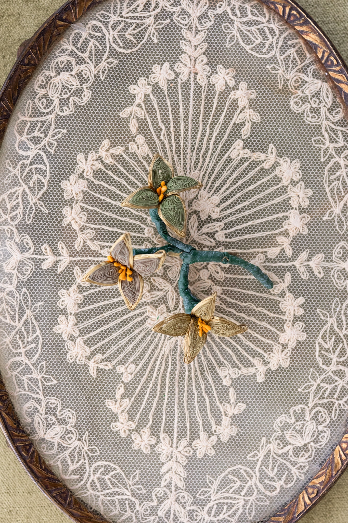 Antique Handmade 3D Wire Brooches