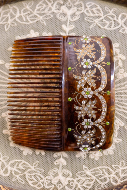 Antique Tortoiseshell Diamanté Hair Comb