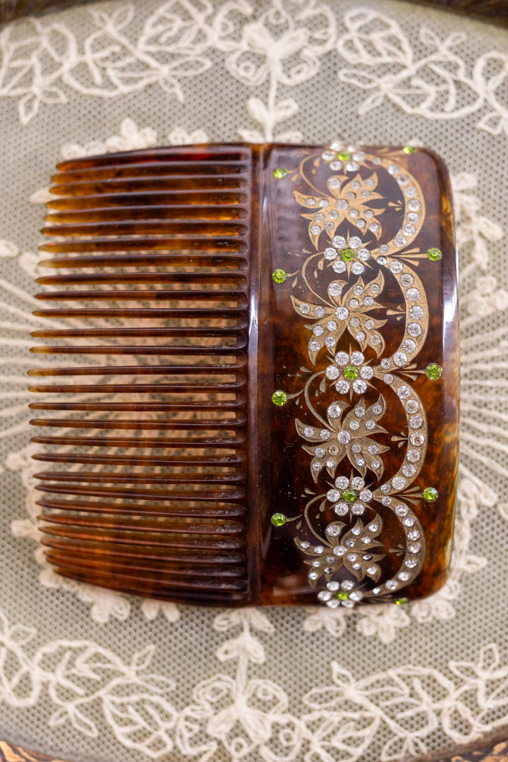 Antique Tortoiseshell Diamanté Hair Comb