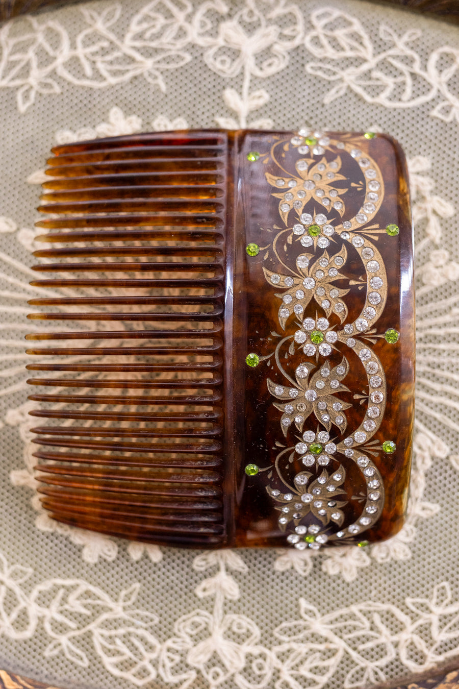 Antique Tortoiseshell Diamanté Hair Comb