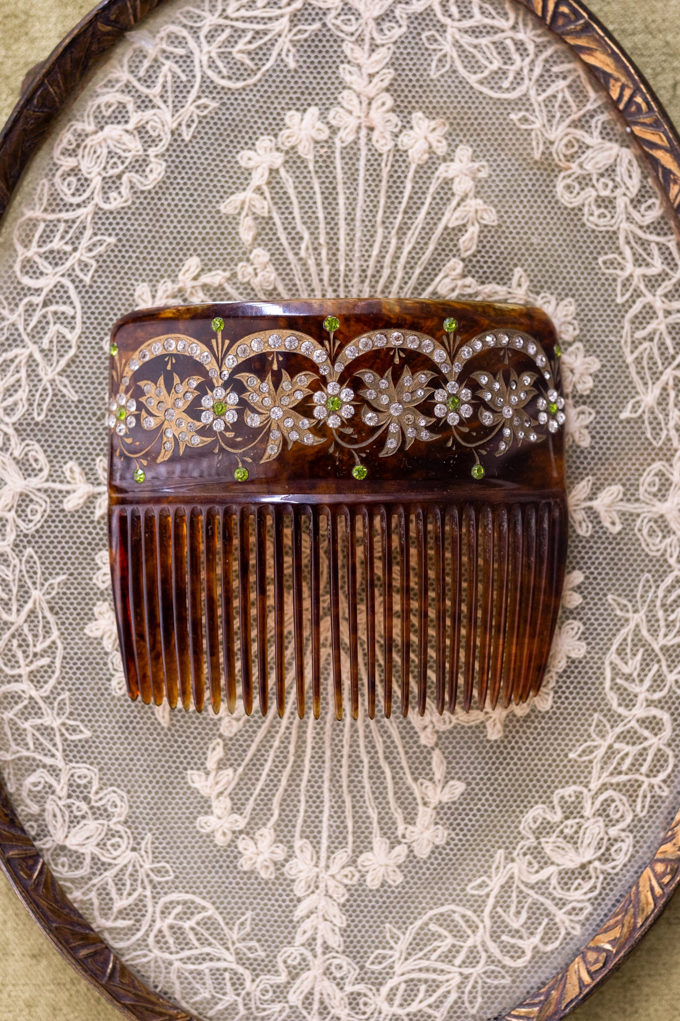 Antique Tortoiseshell Diamanté Hair Comb