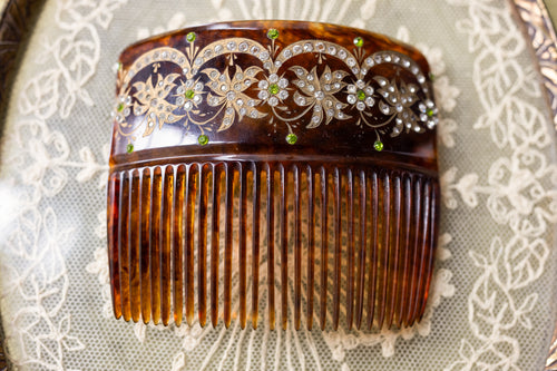Antique Tortoiseshell Diamanté Hair Comb