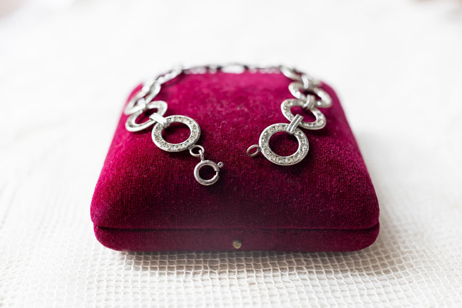 1920s Art Deco Rhinestone Rings Bracelet