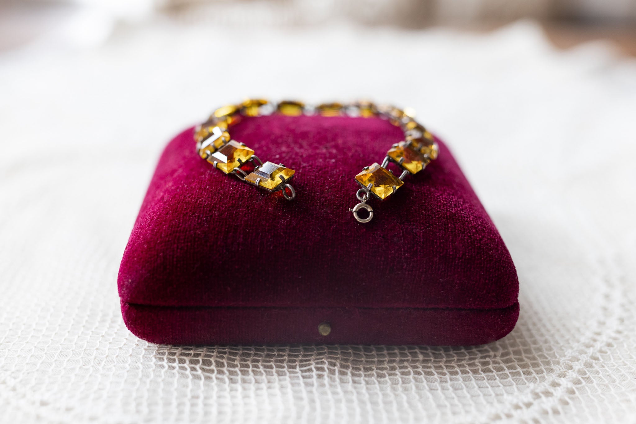 Art Deco Sterling Yellow Paste Bracelet