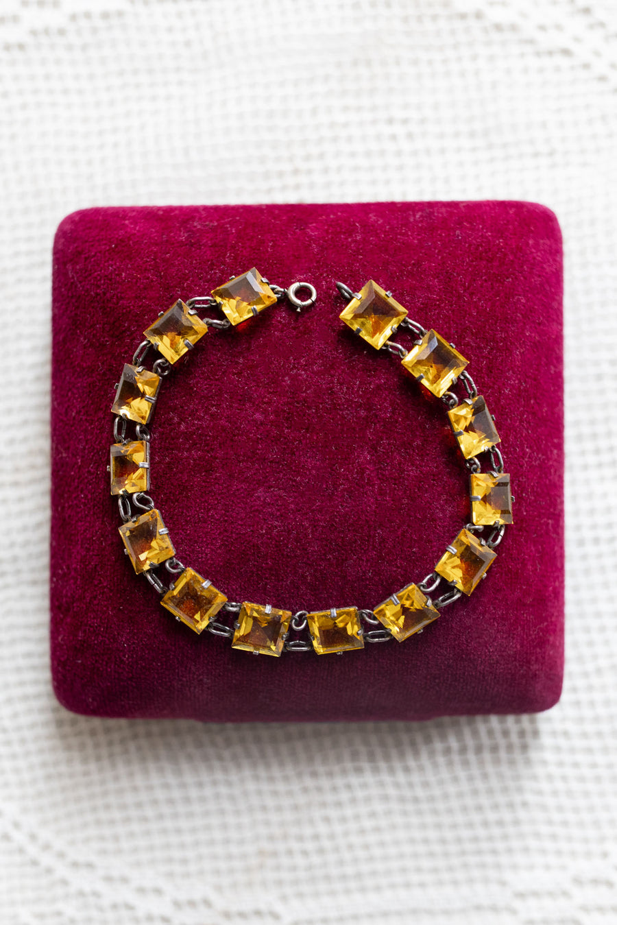 Art Deco Sterling Yellow Paste Bracelet