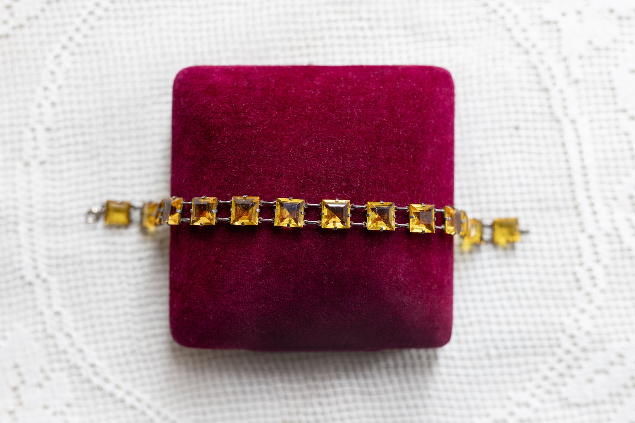 Art Deco Sterling Yellow Paste Bracelet