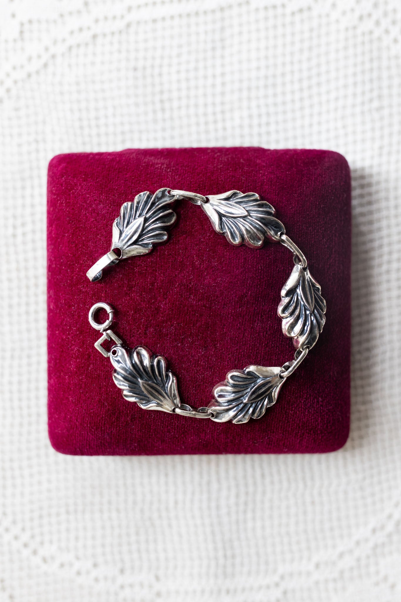 Art Nouveau Sterling Repoussé Leaf Bracelet