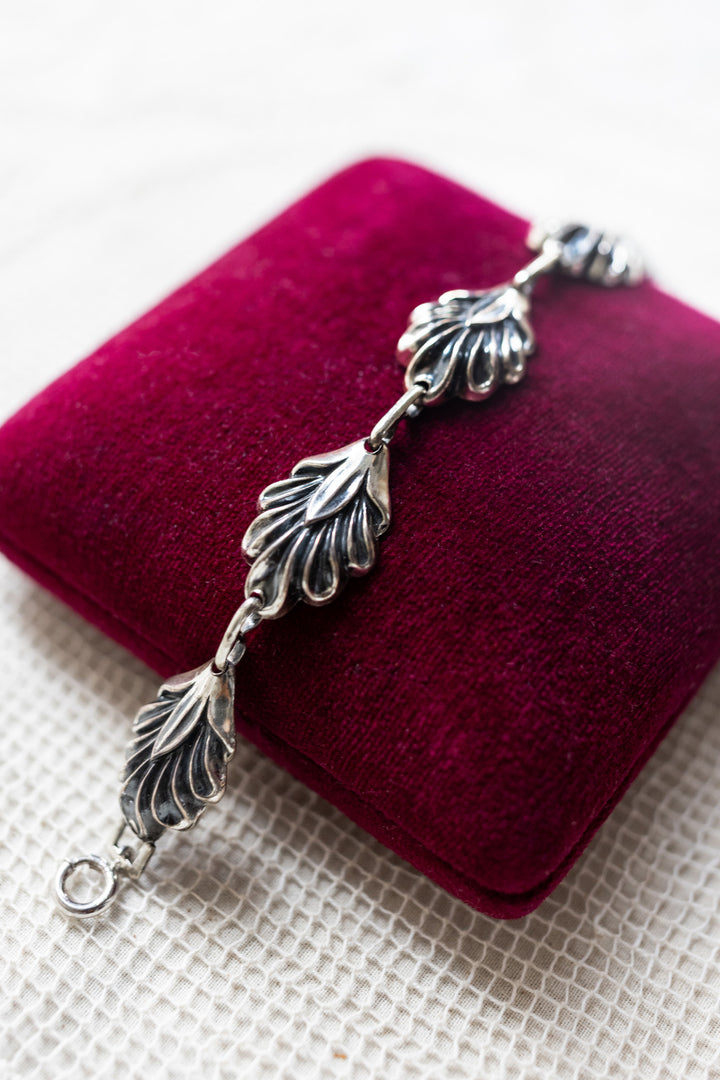 Art Nouveau Sterling Repoussé Leaf Bracelet