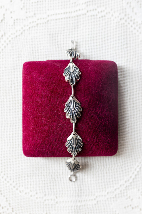 Art Nouveau Sterling Repoussé Leaf Bracelet