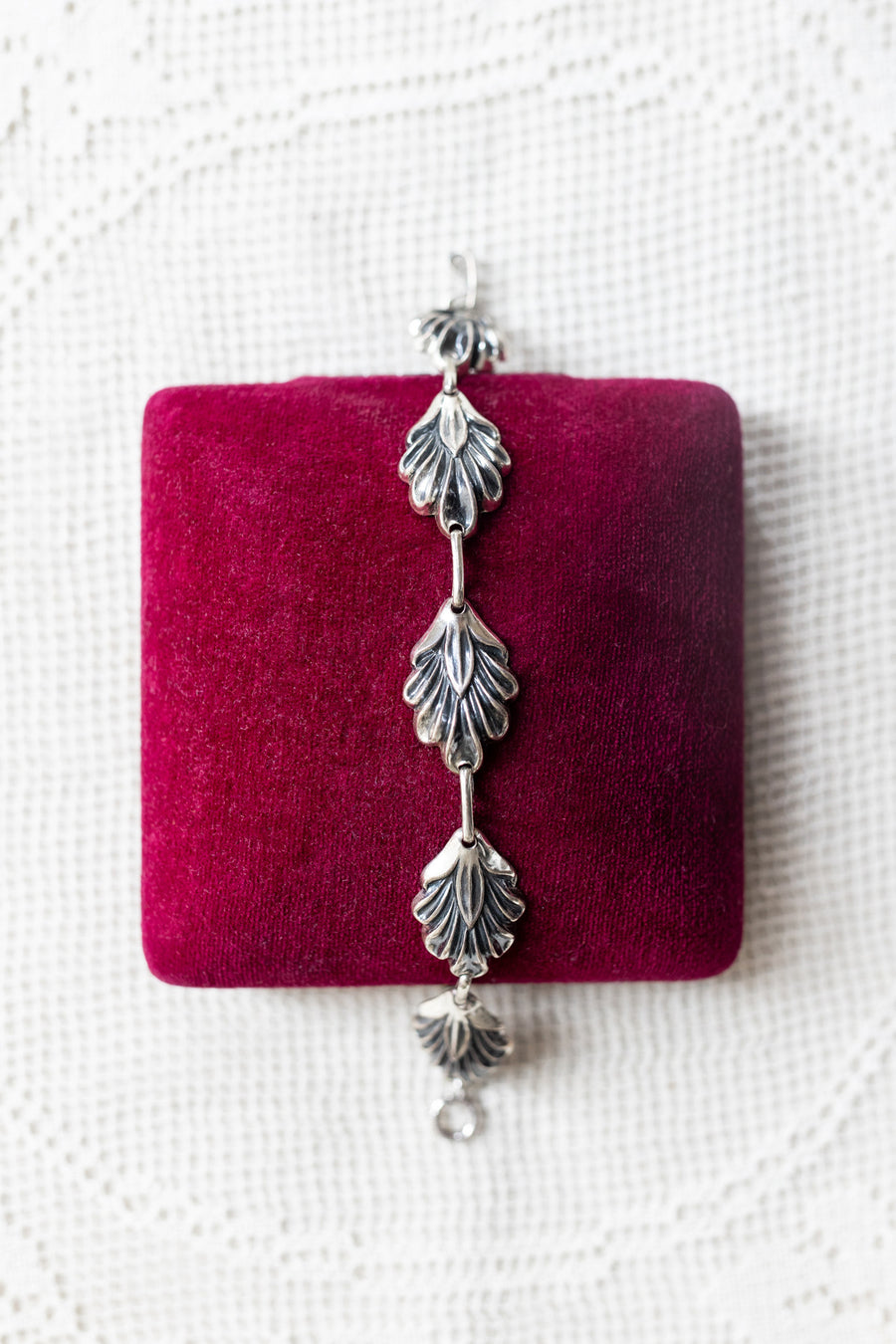 Art Nouveau Sterling Repoussé Leaf Bracelet