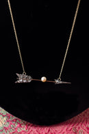 Edwardian 14k Rose Cut Diamond Arrow Conversion Necklace